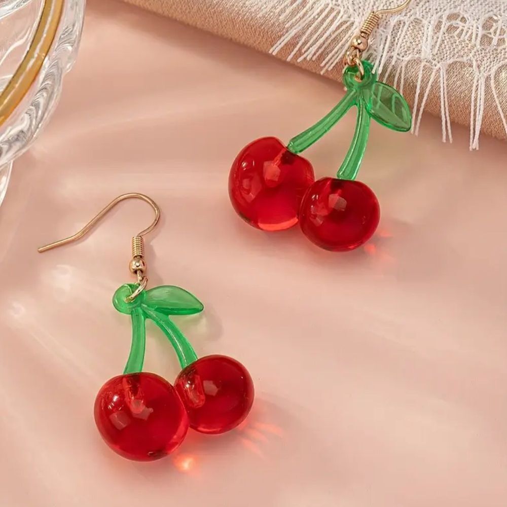 Gold Cherry Alloy  Charm Bracelet and earrings - Picture 13 of 13